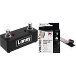 Laney FS2-MINI foot switch - Dual Switch Mini Pedal - LED Status Light & VELCRO Brand Heavy Duty Stick On Black Tape 50mm x 1m, Hook And Loop Tape Self Adhesive Strips Fastener Roll