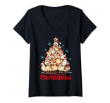 Womens Merry Cluckin Christmas Santa Funny Chickens Lover Farm Xmas V-Neck T-Shirt