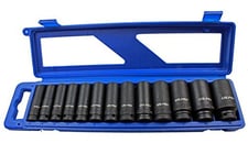 US Pro 13pc 1/2'' Dr 12 Sided Metric Deep Impact Socket Set Sockets 1683