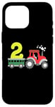 Coque pour iPhone 16 Pro Max Tracteur agricole 2ème anniversaire 2 ans pour tout-petits garçons enfants