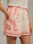 Reiss Chloe Fern Print Shorts, Cream/Coral