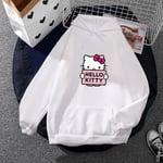 Tecknad Sanrio Hello-kitty Söt huvtröja för kvinnor Koreanska flickor Modetröja Vår och höst Modell Kläder Casual Långärmad grå grey S