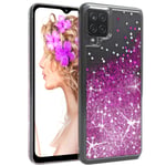 For Samsung Galaxy A12 Mobile Phone Cover Liquid Glitter Protection Purple