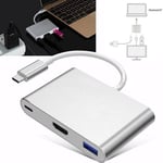 USB 3.1 Typ-C till HDMI USB 3.0 Adapter 3-i-1 PD Laddare Hub Stöd 4K Konverteringskabel för Apple för Macbook