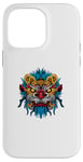 Coque pour iPhone 14 Pro Max Tête de lion - Bonne année chinoise - Année serpent vert