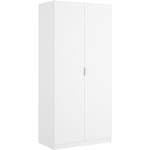 Armoire, meuble de rangement en bois mélaminé avec 2 portes coloris blanc - Longueur 81 x Profondeur 52 x Hauteur 184 cm