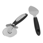 Pizza Cutter Stainless Steel Spatula Combo Quick Safe Cut Kitchen Tool FIG UK