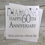 White Cotton Cards "Diamant Happy 60th Anniversary with Love on a Special Day Carte Faite à la Main