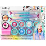 CREATE IT Mermaid Brush and Shimmer Eye Shadow Set-11 Pieces Set de fards à paupières sirène pour Enfant Fille dès 6 ans-84143, 84143, Multicolore