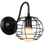 Axhup - Applique Murale Cage Métal E27 Luminaire Eclairage Décoration Applique Lampe avec Abat-jour Rond pour Cuisine Salon Chambre Noir - 1 Pack