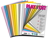 PLAY-CUT Papier de construction A6 en 10 couleurs (130g/m2) | 50 feuilles de papier A6 pour l'artisanat et l'impression | Ensemble de papier épais imprimable pour l'artisanat et l'impression