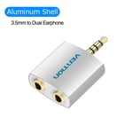 Vention Câble audio répartiteur pour casque 3,5 mm mâle vers 2 prises femelles Adaptateur répartiteur 3,5 mm Câble auxiliaire pour lecteur MP3 iPhone Huawei, Silver- 30cm