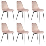 ALESSIA - Lot de 6 Chaises Velours Côtelé Roses