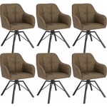 Chaise Pivotante à 360°, Lot de 6, Chaise Salle à Manger Scandinave, Fauteuil en Faux Cuir Vintage, Marron - Woltu