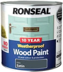 RONSEAL 10 Year Weatherproof 2 in 1 Wood Paint Grey Satin 2.5 Litre