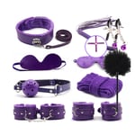 10pcs Adult Kit Handcuffs Ankle Cuffs Whip BDSM Bondage Set Sex Toys for Couples