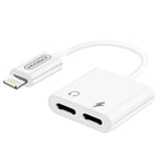 Adaptateur Audio Et Charge Iphone Vers Double Lightning Design Compact - Blanc