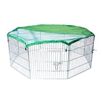 AQPET Clôture en Fer pour Chiens et Chats, rongeurs Pliable, 60 x 60 cm, 8 pièces, pour extérieur de Jardin avec Filet Pare-Soleil, Noir