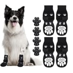 GlasFlength Chaussettes Antidérapantes pour Chiens, 4 Packs Chaussettes de Chien avec Bandes de Fixation Réglables Chaussette pour Chien Protections de Pattes pour Petits Chiens de Taille (M, Noir)