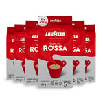 Lavazza, Qualità Rossa, Ground Coffee, 6 x 250 g, Ideal for Moka Pots, with Aromatic Notes of Chocolate and Dried Fruits, Arabica and Robusta, Intensity 5/10, Medium Roasting