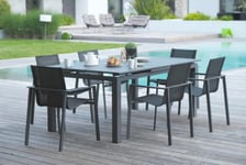 Salon de jardin table et chaises gris anthracite 6 personnes Miami DCB Garden