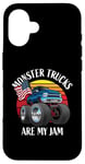 iPhone 16 Monster Trucks Are My Jam Funny 4x4 Monster Truck Cartoon Case