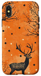 Coque pour iPhone X/XS Orange Bohème Pois Chasse Cerf