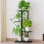 Zstar Étagère à fleurs à 4 niveaux - Support pour plantes - Support pour plantes - En métal - Escalier pour plantes - Pour intérieur - Jardin - Balcon - Gris foncé avec argent