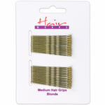 BOBBY CLIPS Blond Long Hair X24 Large Pack Pins 5cm Granny Kirby Wavy Slide Grip