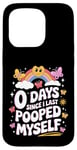 Coque pour iPhone 15 Pro 0 jours depuis la dernière fois que je me suis fait caca Funny Poop Groovy