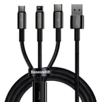 Tungsten 3in1-Kabel USB till micro USB/USB-C/Lightning, 3.5A, 1.5m