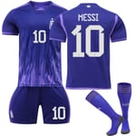 22-23 Argentina landslag Messi nr 10 tröja T-shirt set för barn 28（150-155cm)