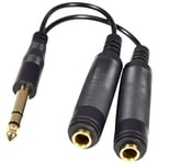 OmniaLaser 6.3 Jack Splitter Cable 6.3 mm Jack to Dual 6.3mm Stereo Jack Stereo Y Splitter Cable - 22cm