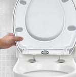 CUQOO Oval Toilet Seat Soft Close - Quick Release Toilet Seat - O Shape Soft Close Toilet Seat White - Slow Close Toilet Seat with Adjustable Hinges (Classic Comfort)