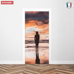 Sticker Porte Silhouette Plage 204 x 93 cm