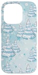 iPhone 14 Pro Light Blue Icy Snow Christmas Tree Winter Holiday Coquette Case