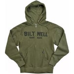 Hoodie biltwell - Stencil zip olive medium fleece