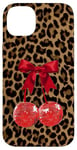 Coque pour iPhone 14 Plus Red Cherry Boule disco Y2K Coquette sur Léopard Guépard