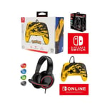 Pack Manette SWITCH Filaire Nintendo Pokémon Pikachu Lightning Officielle + Casque Gamer PRO GT210 NOIR SPIRIT OF GAMER SWITCH