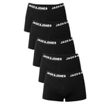 Jack & Jones Mens 5 Pack Boxer Shorts, Underwear, Multipack Trunks, Black Size-L