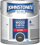 Johnstone's Wood & Metal Interior Exterior Quick Dry Gloss Paint 2.5L - Black