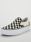 Vans Womens Classic Slip-On Platform Trainers - Black/White, Black/White, Size 5.5, Women