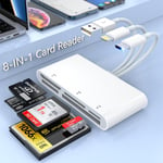 Lecteur De Carte Mémoire 5 En 3 Lecteur De Carte Sd,Usb C & Lightnin & Usb-A 3 Connecteur Adaptateur Carte Sd Iphone Otg Vers Sd/Tf/Cf/Micro Sd/Xd/Ms,Lecteur De Carte Multiple Pour Iphone/Ipad/Androi