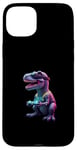 Coque pour iPhone 15 Plus Gaming Dinosaurs- Le T-rex joue aux jeux vidéo