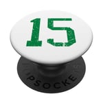 Numéro vintage #15 Numéro universitaire vert sport PopSockets PopGrip Interchangeable