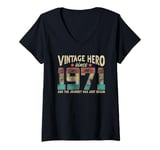 Womens Vintage Hero Born 1971 The Journey Has Just Begun Birthday V-Neck T-Shirt