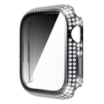 Cover till Apple Watch Case 45 mm 41 mm 40 mm 44 mm Tillbehör Diamantskärmskydd härdat glas Iwatch Series 7 3 4 8 5 6 Se 45mm series 7 8 black