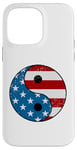 Coque pour iPhone 14 Pro Max Drapeau américain Yin et Yang rouge, blanc et bleu avec étoiles