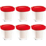 Yaourtière SEB Multi Délices XF100501 - Coffret de 6 pots en verre avec égouttoir et couvercle rouge