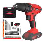 21V Cordless Power Drill with 1500Mah Battery Electric Drill Driver 25+1 Torque